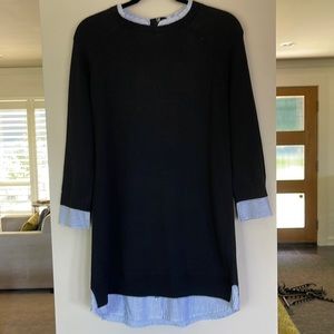 Josie Tunic Dress. Black knit body w/blue shirt trim. Size XS.
